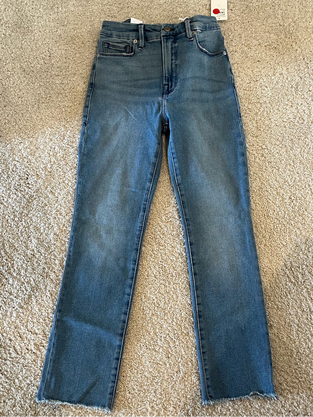 Good American Women's Straight Leg Jeans in Medium Blue Wash NWT